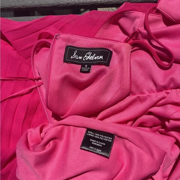 Sam Edelman Hot Pink Pleated Midi Dress - Picture 12 of 13